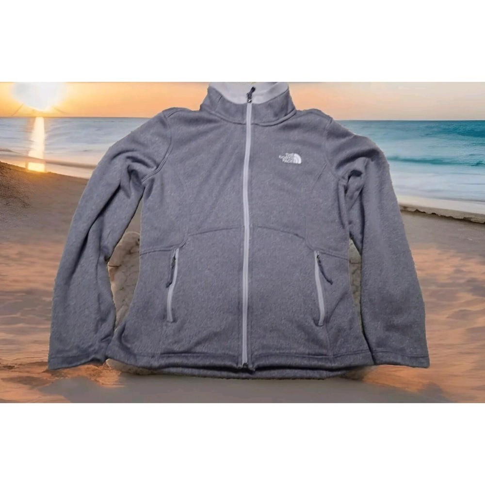 The North Face Agave Fleece Jacket Womens Small Gray Excellent Full Zip Heather